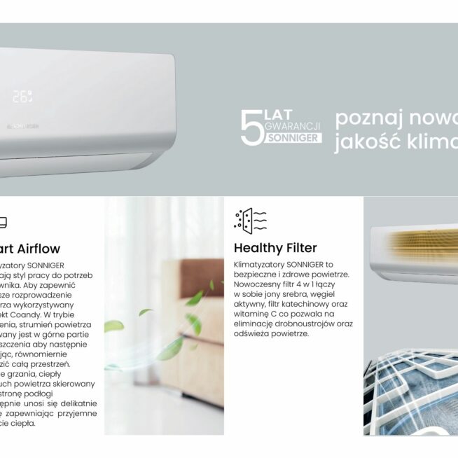 Klimatyzator SONNIGER Split SX 3,4 kW WiFi – zestaw jednostki wewnętrznej i zewnętrznej - obrazek 4